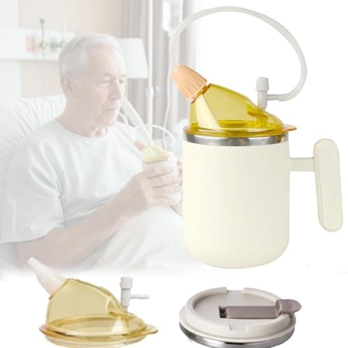 4 in 1 Adult Sippy Cup with Straw Spill-Proof & 2 Lids, Anti-Choke Stainless Steel Straw Sippy Cup for the Elderly & Disabled Patients, Great for Water, Coffee & Soup, Health & Household Essentials - Image 1