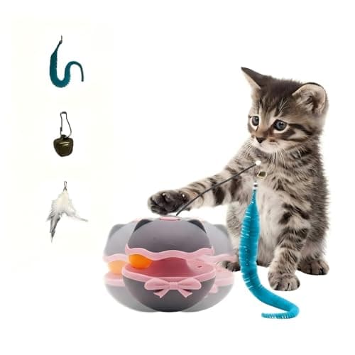 DFQ Interactive Cat Feather Toys, Electronic Cat Enrichment Toys, Automatic Pet Toys for Indoor Adult Cats, Interesting Wand Toy for Bored Kitten Self Play(Grey) - Image 1