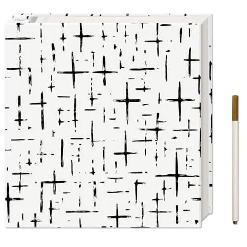 Vienrose Self Adhesive Photo Album for Mini 4x6 5x7 8x10 Pictures Geometric Linen Cover DIY Scrapbook for Baby School Wedding Journal Memory Book with 20 Sheets (40 Pages), Cross Pattern - Image 1