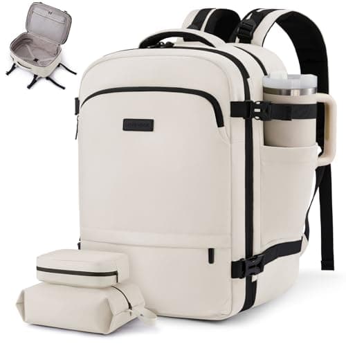 LOVEVOOK Carry On Backpack For Women & Men, 40L Personal Item Travel Bag, TSA Travel Backpack for Airplanes with Cup Holder, Business Weekender Overnight Waterproof Daypack with 2 Cubes, 17.3 inch - Image 1