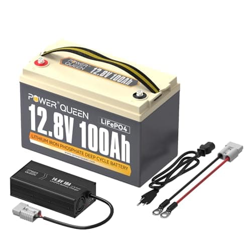 power queen 12.8V 100Ah Deep Cycle Lithium Iron Phosphate Battery with 14.6V 10A Dedicated LiFePO4 Battery Charger, Constant Charged, Ideal Bundle for RV, Camping, On-Grid and Off-Grid System - Image 1