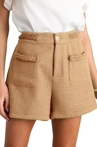 Cicy Bell Womens Tweed Summer Shorts High Waisted Wide Leg Dressy Casual Shorts with Front Pockets - Image 1