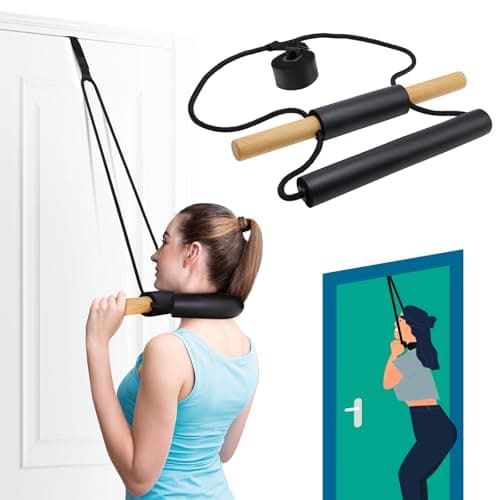 Cervical Neck Traction Over Door Device for Neck Relieve Neck Pain, Enhance Physical TherapyOver Door Use with Comfort Wood Grip - Image 1