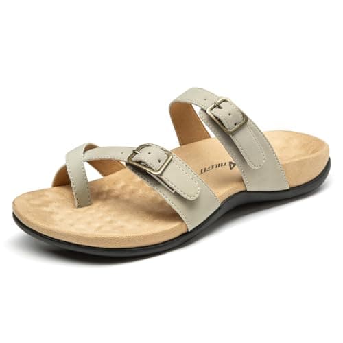 Athlefit Orthopedic Sandals for Women Arch Support Orthotic Flip Flops Comfortable Summer Thong Sandals Stone Stone Size 6 - Image 1