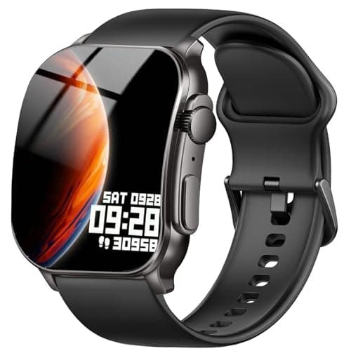 Smart Watch, 2.01" AMOLED Curved Display Fitness Tracker with Answer/Make Calls, Fitness Watch with Fitness and Sleep Trackers, Heart Rate Monitor, Always-On Display, Water Resistant, for Android iOS - Image 1