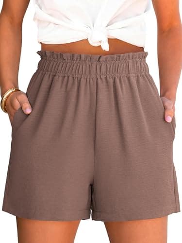 ANRABESS Shorts for Women Summer Casual Elastic High Waisted Dressy Lounge Shorts Comfy Bottoms 2026 Beach Vacation Clothes Deep Brown Small - Image 1