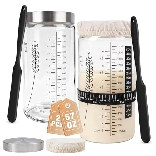 Rakovar Premium Sourdough Starter Jar Kit, 57oz Large Capacity Sourdough Jar, Sourdough Bread Starter Kit for Perfect Sour Dough Bread (Black, 2 Pack) - Image 1