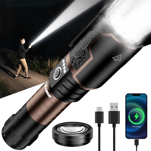 VOLISABER Flashlight 3000 High Lumens with Ignition Lens, Rechargeable Super Bright Zoomable LED Flash Light, 6 Mode Waterproof Handheld Powerful Tactical Flashlights for Camping Essentials Emergency - Image 1