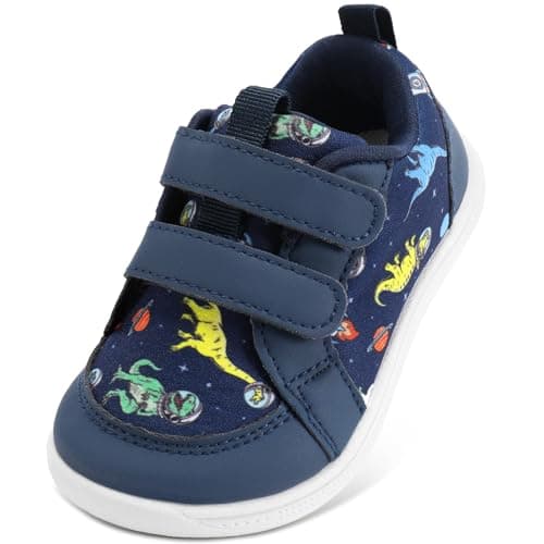 STQ KIDS Wide Toe Box Toddler Boy Shoes Lightweight Barefoot Tennis Shoes Non-Slip Comfort Kid Sneakers Zero Drop First Walking Shoe for School Sports Navy Toddler Size 10 - Image 1