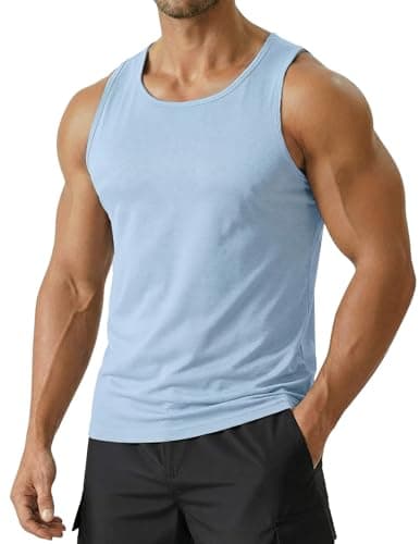 PINSPARK Muscle Tank Tops Men Bodybuilding Sleeveless Athletic Shirts Gym Workout Training Quick Dry Breathable Fitness Tee Blue - Image 1