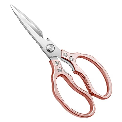 CGBE Kitchen Scissors, Multi-Purpose Kitchen Shears, Heavy Duty Dishwasher Safe Food Scissors for Chicken, Poultry, Fish, Meat & Herbs with Non-Slip Grips - Rosegold - Image 1