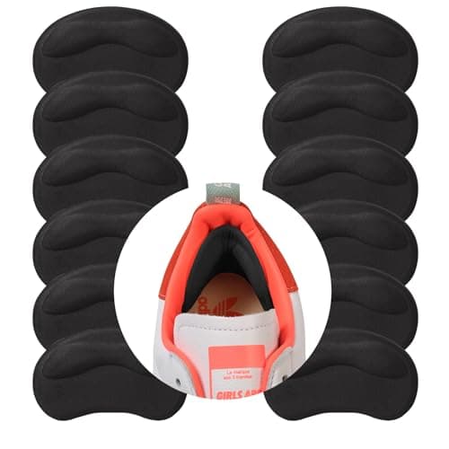 GQTJP Heel Pads Cushion Inserts for Loose Shoes, Heel Grips & Liners for Men Women – Protectors Against Blisters, Heel Pain, Slipping & Friction(6 Pairs, Black)