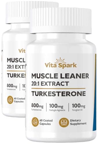 Vita Spark Turkesterone Muscle Leaner - 20:1 Extract 16,000mg with Tongkat Ali & Fadogia Agrestis, High Potency Men's Supplement for Performance, Energy, Vitality, Stamina & Strength |120 Capsules - Image 1