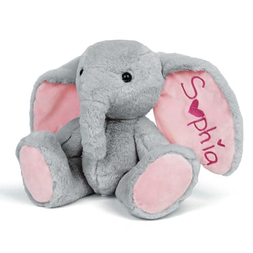 Custom Embroidered Plush Elephant with Name, Personalized Baby Plush Toys, Personalized Elephant Stuffed Animal, 1-14 Year Old Girl Toys, Christmas Birthday Gifts for Baby Boys Girls Toddlers - Image 1