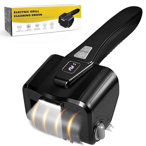 Electric Grill Brush, Grill Cleaner with LED Light, with 800 RPM Motor, 304 Removable Stainless Steel Brush Head, Cordless & Type-C Rechargeable for BBQ, Heavy Duty Grill Cleaning Tool (Black) - Image 1