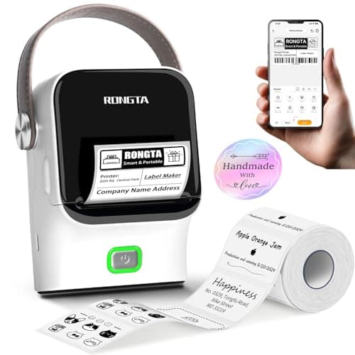 Rongta Bluetooth Label Maker Machine with Tape, Thermal Label Printer for Office, Small Business Essentials, Home Organization, Portable Inkless Sticker Label Maker with 2x1.18 inch Labels - Image 1