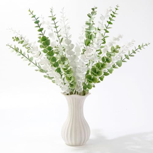 Acfruits 23.6'' Artificial Eucalyptus Stems Decor 12 Pcs Lifelike Eucalyptus Leaves Fake Greenery Branches for Wedding Centerpiece Flower Floral Arrangement - Image 1