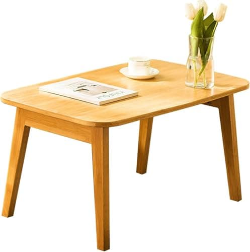 Baveke Coffee Table Foldable Mid Century Desk TV Stand with Open Storage Shelf Center Table for Living Room Furniture RV No Assembly, Natural (31.5IN) - Image 1