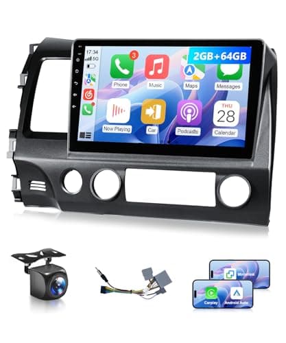 Wadpon 8Core 64G Android Car Stereo for Honda Civic 2006 to 2011 Apple CarPlay Android Auto, 10.1IN IPS Touch Screen for Civic Head Unit 5G WiFi GPS Navi FM RDS EQ DSP HiFi Audio Receiver SWC Camera - Image 1