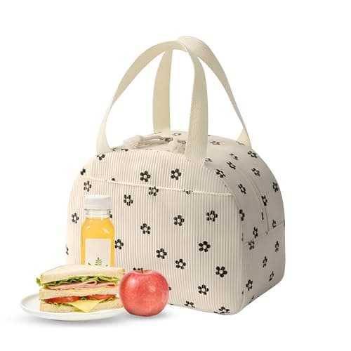 SHENDU Portable Lunch Bag for Women, Medium Size 10"x7.5"x5.5" Inches, Keeps Food Fresh 5+ Hours, Easy to Clean, Ideal for Work Picnic Travel, Beige (Blackclub) - Image 1