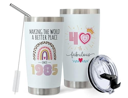 DLOCCOLD 40th Birthday Gifts For Women Tumbler 20oz- 1985 40th Cool Birthday Gifts for 40 Year Old Woman/Her/Mom/Grandma,40 Fabulous Gift, Birthday Decorations for Woman Turning 40 Year Old Present - Image 1