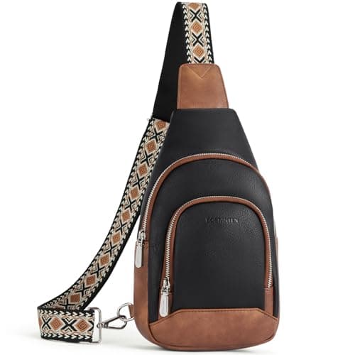 BOSTANTEN Sling Bag for Women Leather Crossbody Bag Vintage Cross Body Purse for Travel with Guitar Strap, Bohemian Style - Image 1