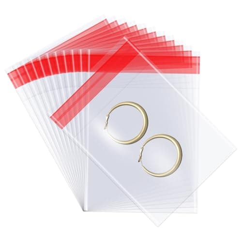 200 Pcs Clear Jewelry Organizer, 2 x 2.82 Inches Self Sealing Cellophane Bags, Clear Resealable Cellophane Bag Small Storage Bags Pouches for Earrings Ring Candy Beads - Image 1