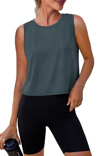 Alaroo Womens Workout Tank Tops Sleeveless Athletic Tank Tops for Woman Yoga Tennis Running Hiking Pilates Loose Fit Crop Summer Womens Tank Top Navy Blue L 2026 - Image 1
