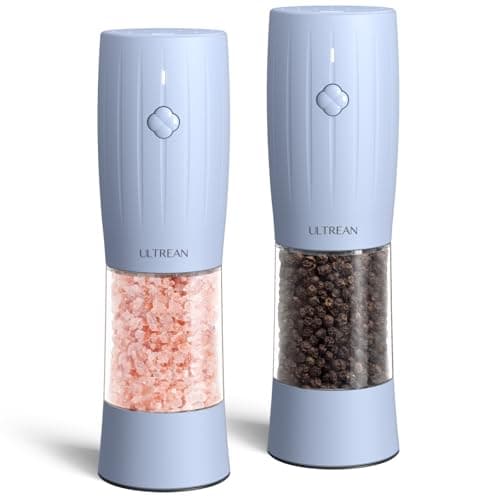 Ultrean Pepper Grinder, Rechargeable Salt and Pepper Shakers, Automatic Grinder for Kitchen,6 Adjustable Coarseness, LED Light, Christmas Gifts, Sky Blue - Image 1