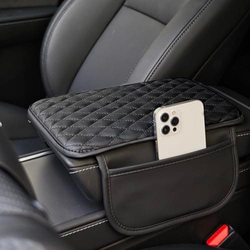 Upgraded Car Center Console Cover, Microfiber Leather Car Armrest Cover Cushion with 2 Storage Bags, Universal Car Armrest Storage Box Cover, Car Interior Accessories for Most Vehicles, Black - Image 1