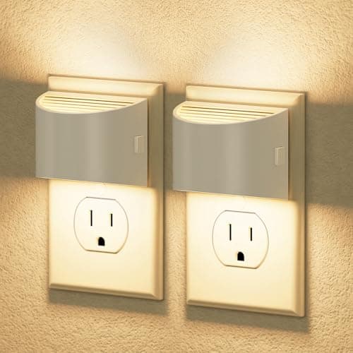JandCase LED Night Lights Plug into Wall 2 Pack, Automatic Night Light, Dusk to Dawn Sensor Nightlight, 0-100LM Brightness Adjustable Nightlight for Kids Bedroom Hallway Kitchen - Image 1