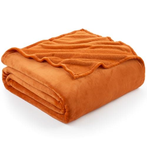 Hansleep Fleece Orange Twin Blanket, Super Soft Flannel Fuzzy Plush Cozy Blanket for All Seasons, Orange, Twin 60x80 Inches - Image 1
