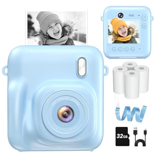 Instant Camera, Dual-Lens Kids Camera Instant Print for Boys Girls Christmas Birthday Gifts, 1080P Digital Cameras for Kids Teens with Print Paper, 32GB Card, Toddle Toy for Age 4-12 Years(Blue) - Image 1