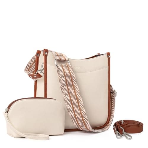 CLUCI Crossbody Bag Purses for Women 2Pcs Leather Hobo Handbag Wallet Set With 2Adjustable Guitar Strap Shoulder Handbag - Image 1