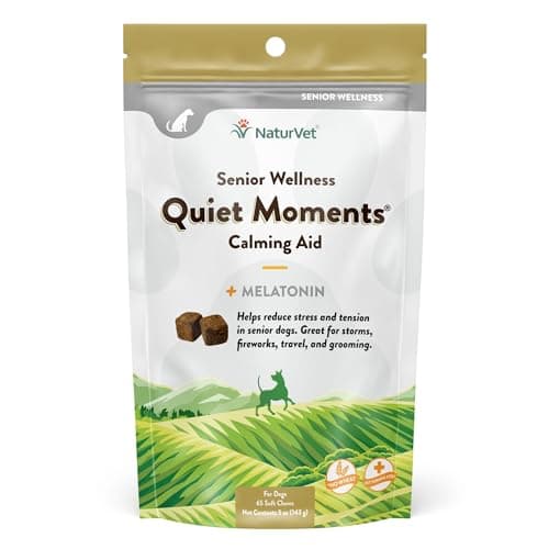 NaturVet Quiet Moments Calming Aid Dog Supplement, Helps Promote Relaxation, Reduce Stress, Storm Anxiety, Motion Sickness for Dogs (Quiet Moments Senior Wellness, 65 Soft Chews) - Image 1