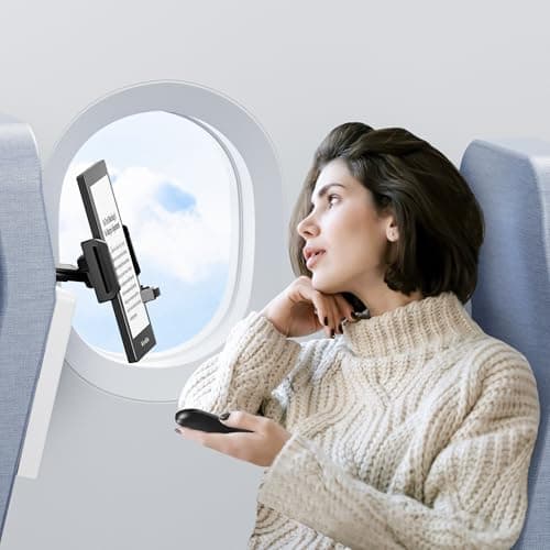 Tablet Holder Mount for Kindle Reading in Airplane or Table with Page Turner Remote, Travel Essential Handsfree Tablet Stand for Flying, Wireless Page Turner and Holder Arm Fits 5.9″–9.8″ Devices - Image 1