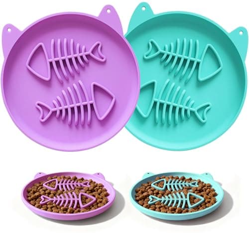 Zonopy Slow Feeder Cat Bowl, 2 PCS Silicone Bowl, Cat Slow Feeder, Ideal for Dry and Wet Food, Easy to Clean, Interactive Puzzle Toy for Pets Food Training, Keeps Cats Busy, 6.69" W*0.65" H - Image 1