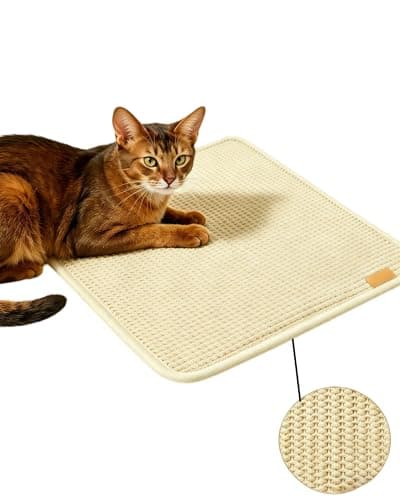 CATPAK 100% Natural Sisal Cat Scratching Mat, 17.2” Large Size, Super Strong Adhesive Hook & Loop Tape, Wall Mounted Scratch Rug for Indoor Cats, Beige (Primary, 17.2” x 17.2”)