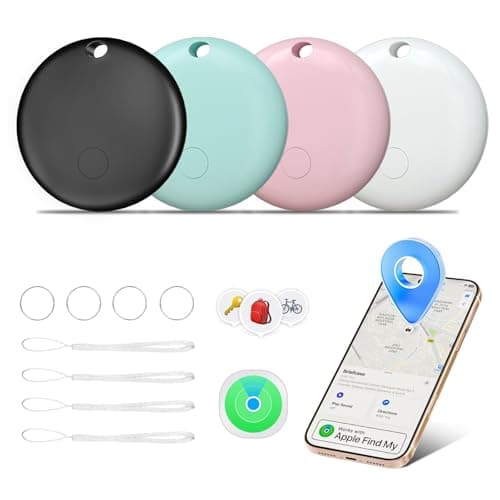 AI.QVOKA Tracker Tags, Item Finder Work with Apple Find My (iOS Only), Waterproof Smart Tag, Key Finder for Luggage, Keys, Wallet, Bike, Bags (Multi-Color, 4 Pack) - Image 1