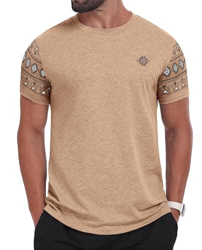 Men's T-Shirts Casual Summer Western Aztec Print Short Sleeve Tops Basic Comfortable Tees Shirts - Image 1