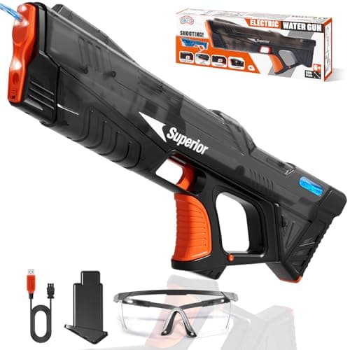 Skirfy Electric Water Gun Toys,Auto Suction Water Guns for Adults&Kids,Squirt Guns Battery Powered Automatic Water Blasts,Pool Beach Outdoor Party Toys for Kids(Black) - Image 1