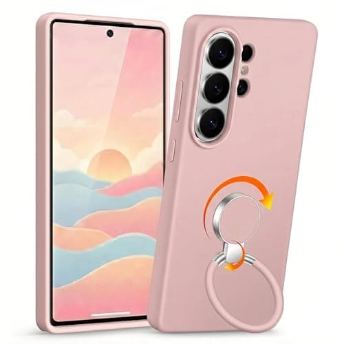XYZ for Samsung Galaxy S26 Ultra Case with Stand, 360°Rotatable Soft Ring Kickstand, Premium Liquid Silicone Phone Cover with Microfiber Lining, Shockproof Protective for S26 Ultra,Pink - Image 1