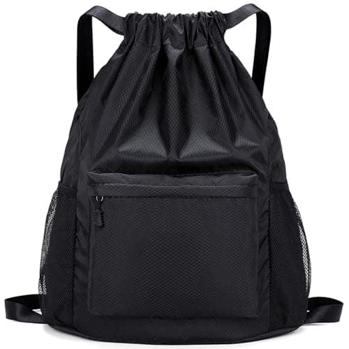Dntorx Drawstring Backpack, Gym Bag with Water Bottle Pocket, Drawstring Sackpack, Waterproof String Backpack for Soccer, Basketball, Swim for Women Men - Image 1