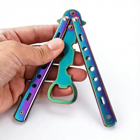 Butterfly Trainer for Beginners, Blunt Unsharpened Design, 3Cr13 Stainless Steel Balisong Trainer with Bottle Opener & Hex Screwdriver, Safe Latch, Portable Size for EDC & Skill Practice - Image 1