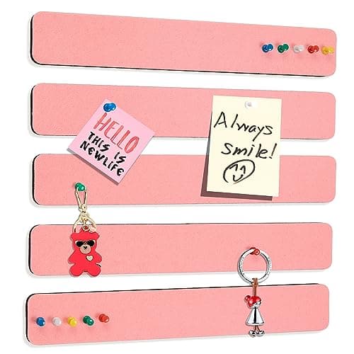Felt Pin Board Bar Strips Bulletin Board for Bedrooms Offices Home Wall Decoration, Notice Board Self Adhesive Cork Board with 35 Push Pins for Paste Notes, Photos, Schedules