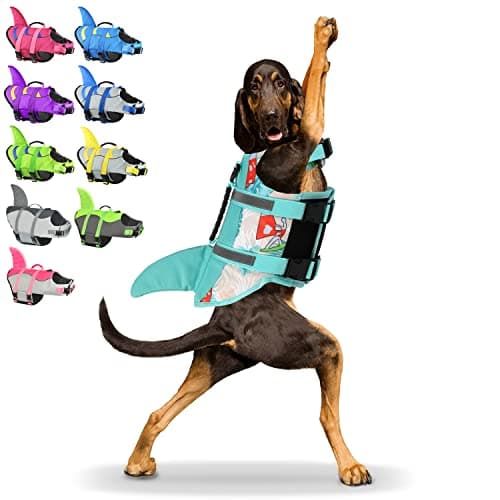 Fragralley Shark Dog Life Jacket, Adjustable Dog Life Vest with Shark Fin, Suit for Small Medium Large Dog Life Vest for Swimming, Boating, Pool, Beach - Image 1