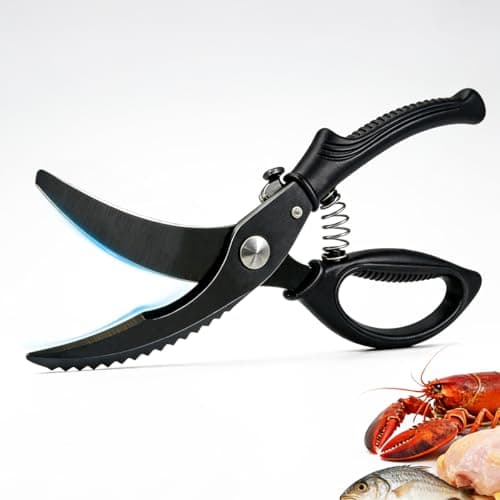 Kitchen Poultry Shears Heavy Duty, Stainless Steel Kitchen Meat Cutting Scissors for Food with Non-Slip Handle & Safety Lock, All Purpose Cooking Aid Scissors for Chicken, Bone, Turkey, Fish - Image 1