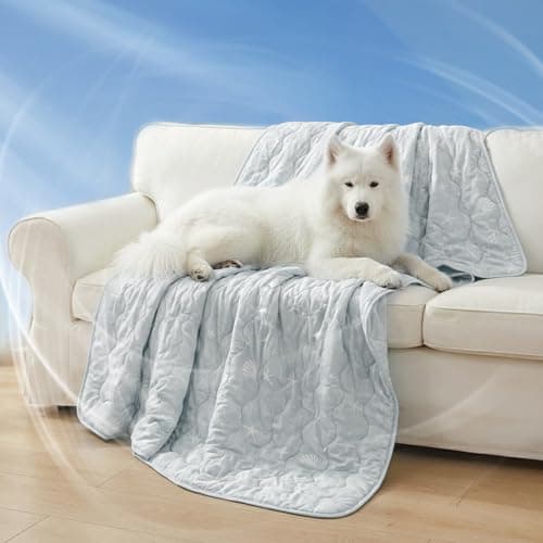 NWK Dog Cooling Blanket, Q-Max>0.345, Ice Silk Cool to Touch Material, Bed Cover, Furniture Protector Couch Sofa for Summer, Anxiety Relief-Machine Washable (Misty Gray,40'' X 60'') - Image 1