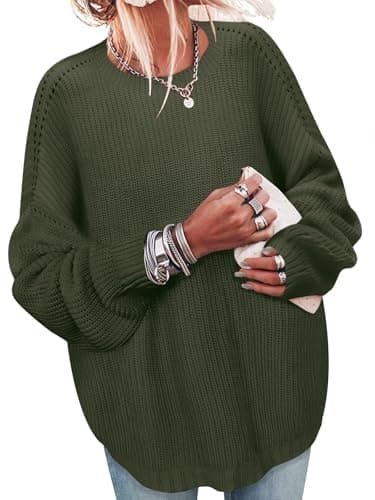 Womens Sweaters Date Night Rompers Long Sleeve Shirts Early Fall Fashion Must Haves Clothing 2025 School Outfits Tops for Teachers Anthropologie Dresses Clothes Old Money Sweatshirts Army Green Large - Image 1