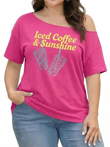 BLANCHES Plus Size Off The Shoulder Top for Women,Going Out Y2k Tops Outfits Cute Sexy Summer Oversized Fashion Casual Blouse Tunic - Image 1